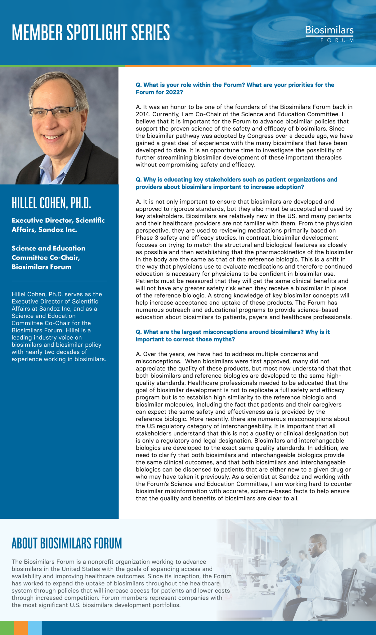 Hillel Cohen Member Spotlight - Biosimilars Forum